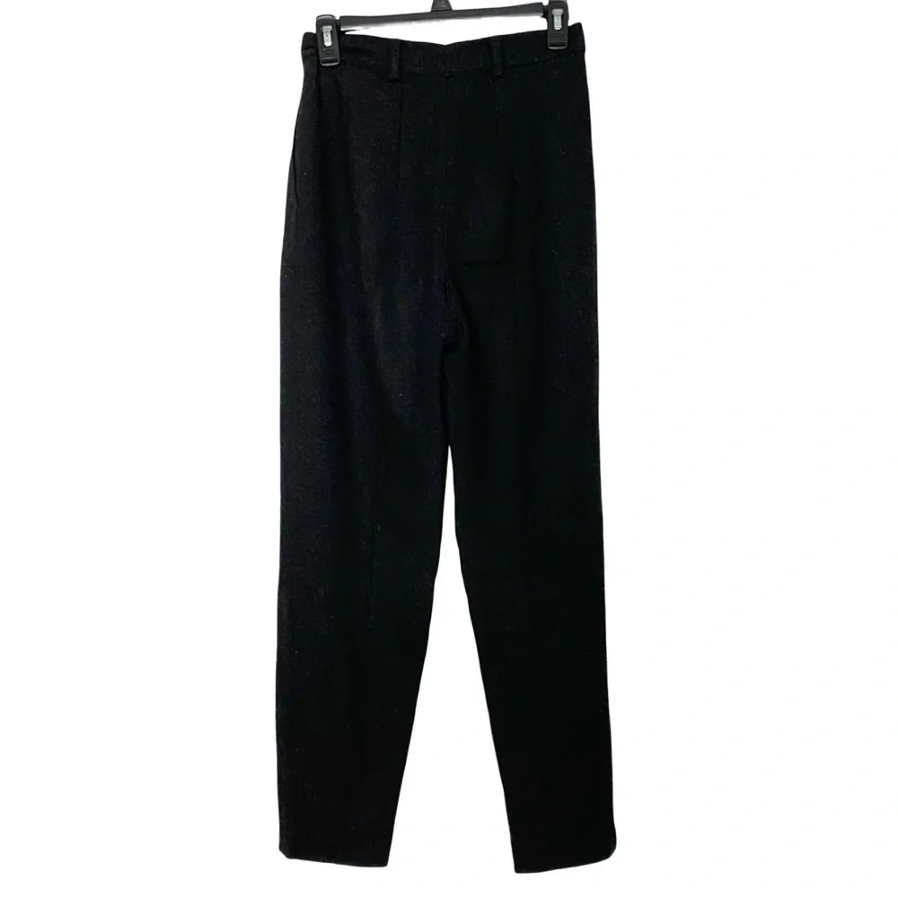 7115 By Szeki Wool Pants Womens Size Small Black Gray Tapered High Rise Waist